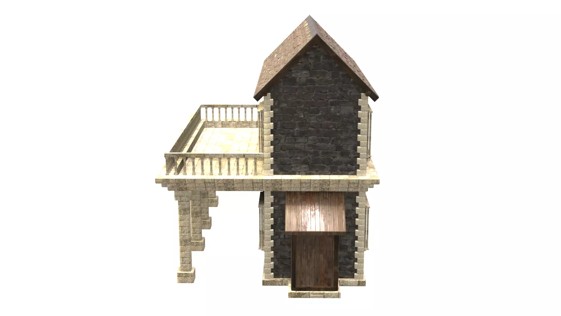 medieval house low poly city town residential house 15 Low-poly 3D model_3