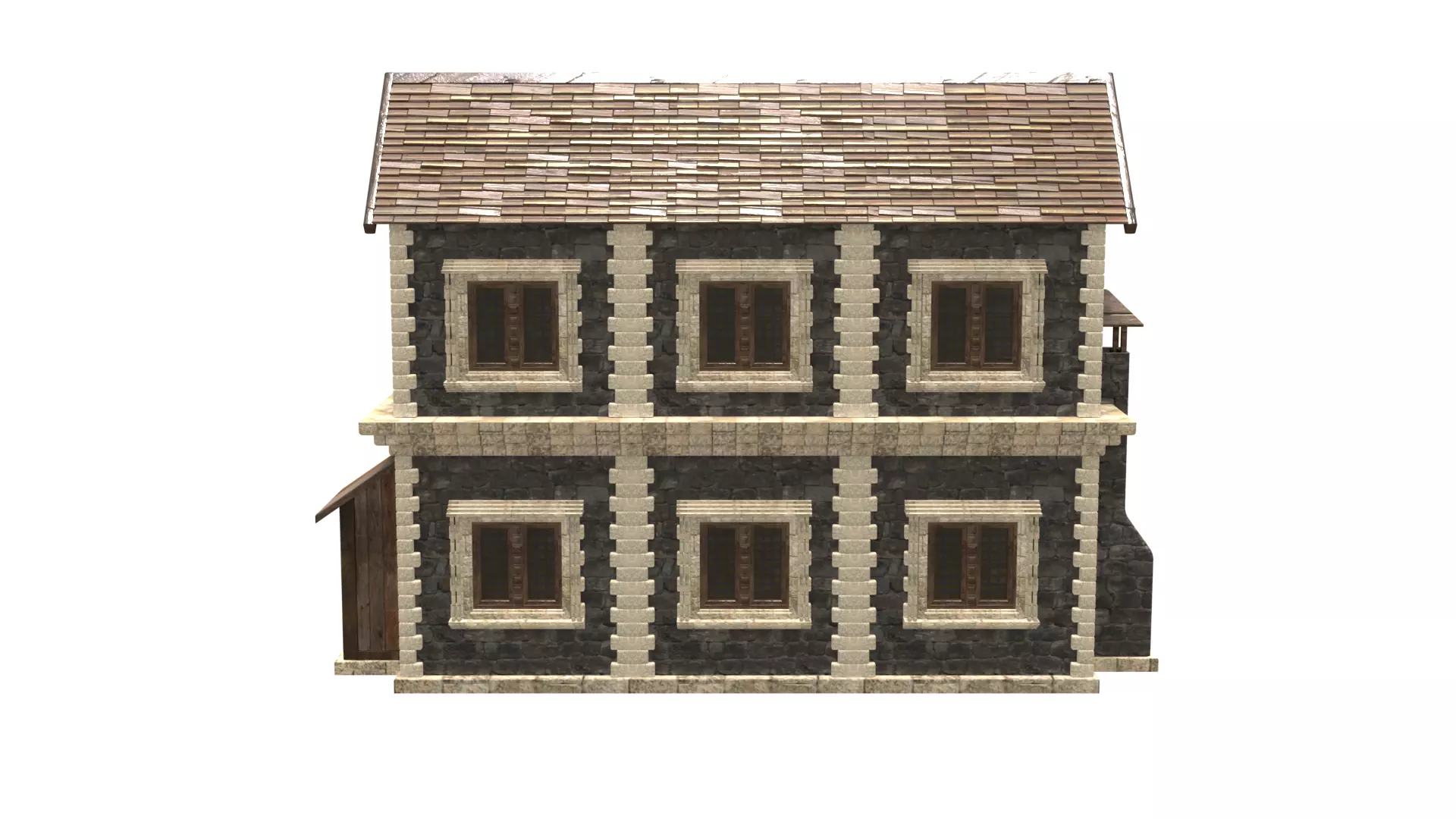 medieval house low poly city town residential house 15 Low-poly 3D model_5