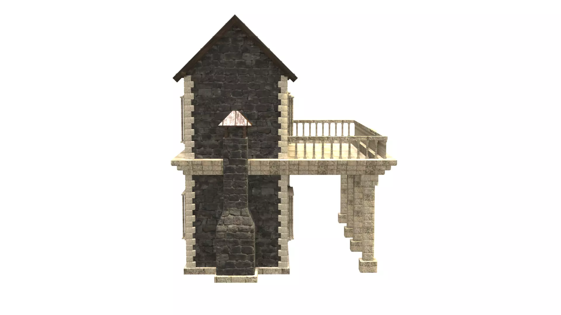 medieval house low poly city town residential house 15 Low-poly 3D model_7