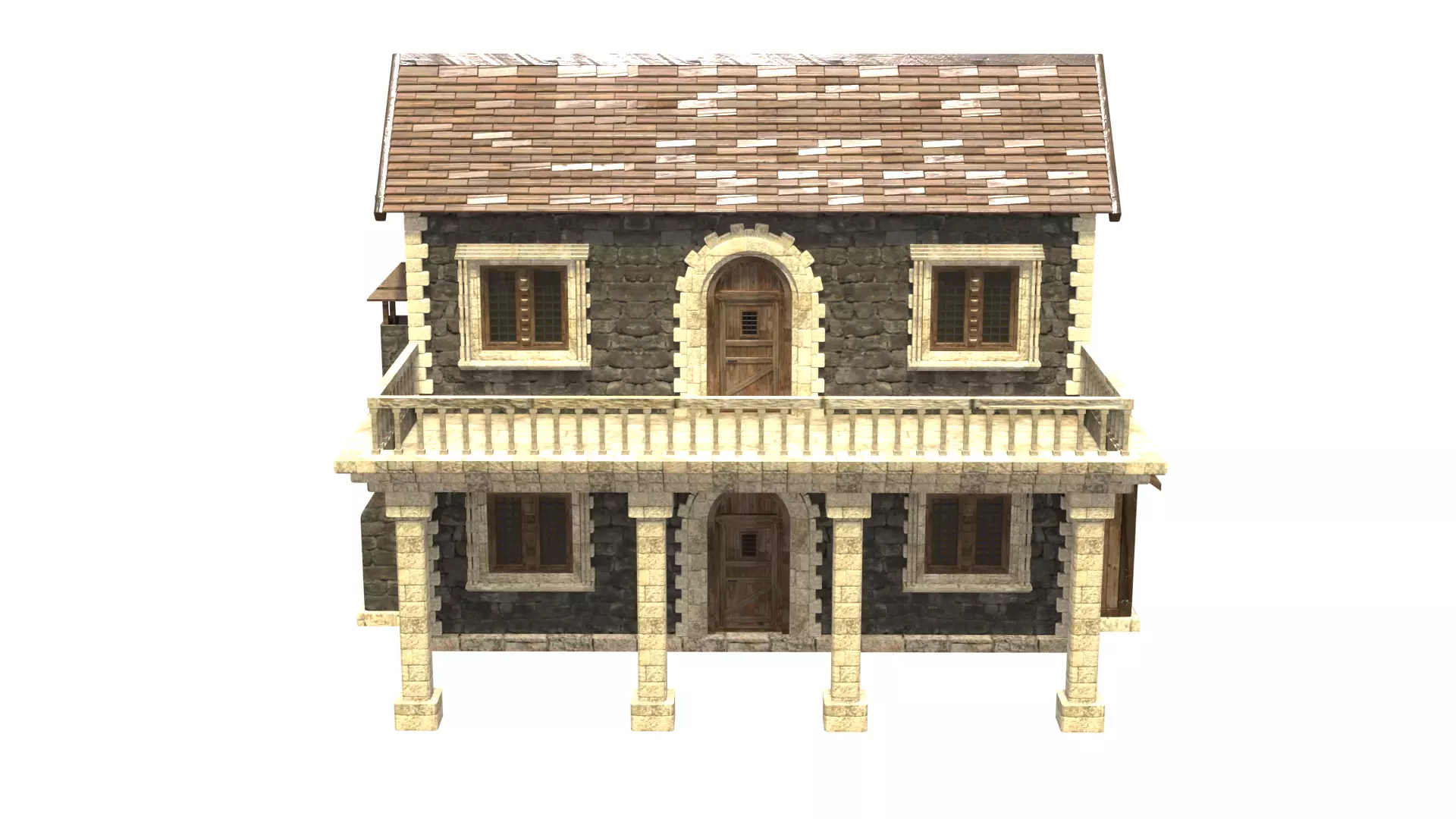 medieval house low poly city town residential house 15 Low-poly 3D model_1