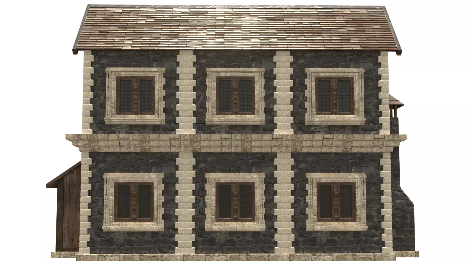 medieval house low poly city town residential house 15 Low-poly 3D model_9