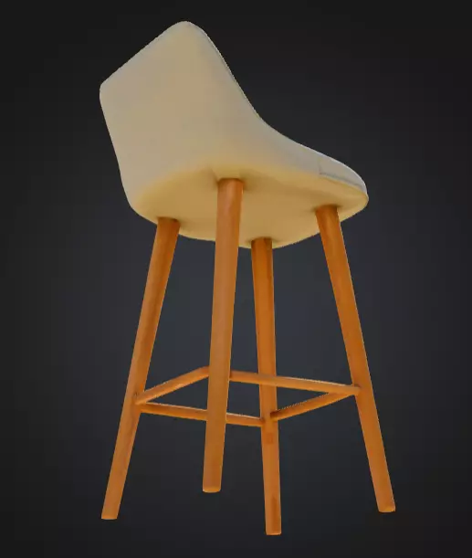 Modern Farmhouse Counter Height Bar Stool Low-poly 3D model_4