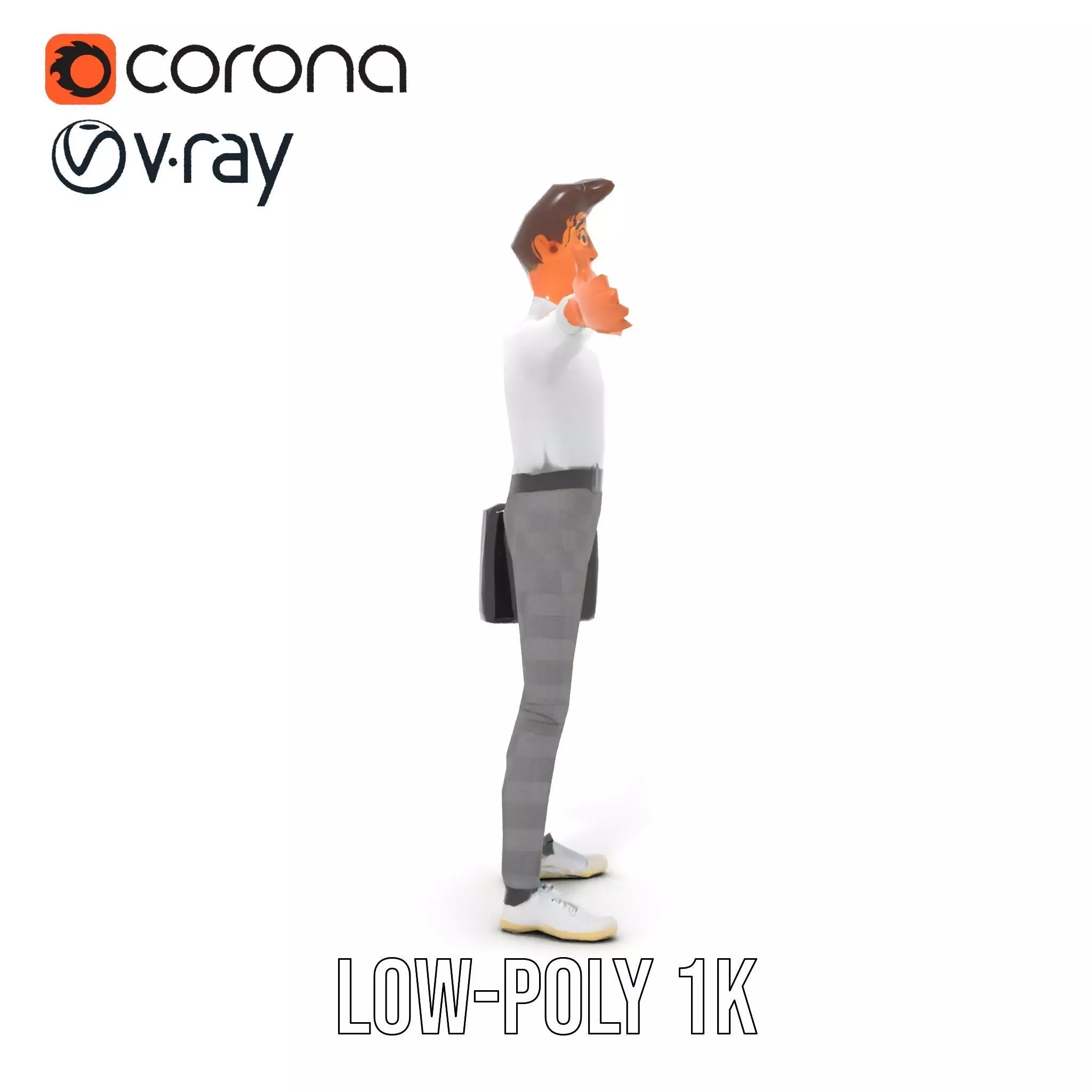 Businessman Character Model Pack  Suit and Briefcase Low-poly 3D model_15