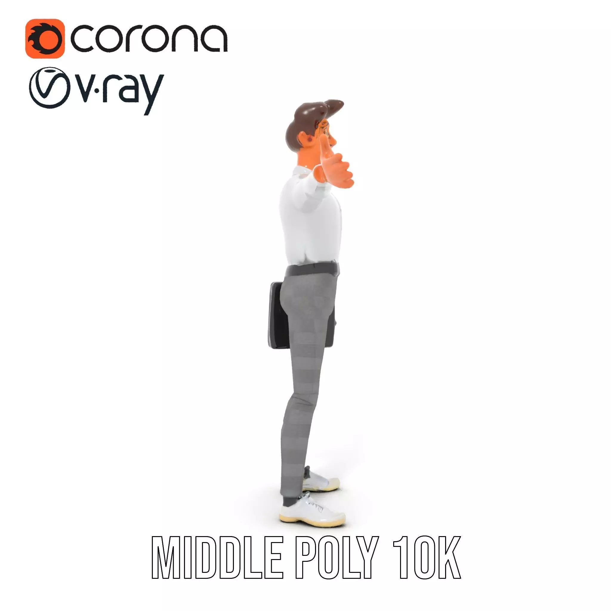 Businessman Character Model Pack  Suit and Briefcase Low-poly 3D model_30