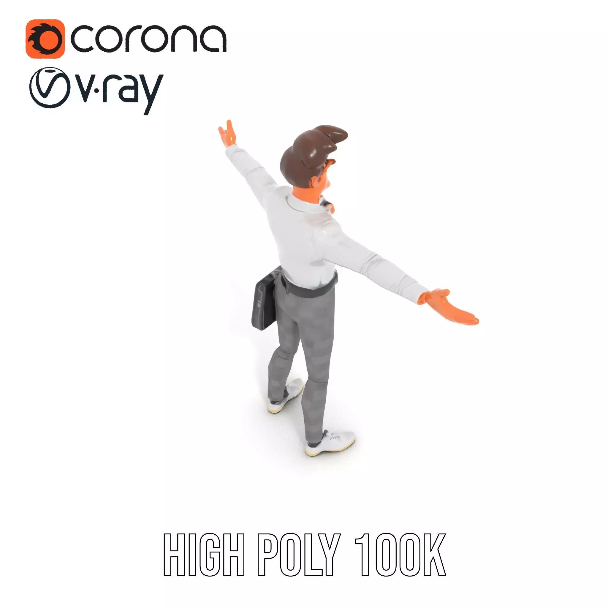 Businessman Character Model Pack  Suit and Briefcase Low-poly 3D model_21