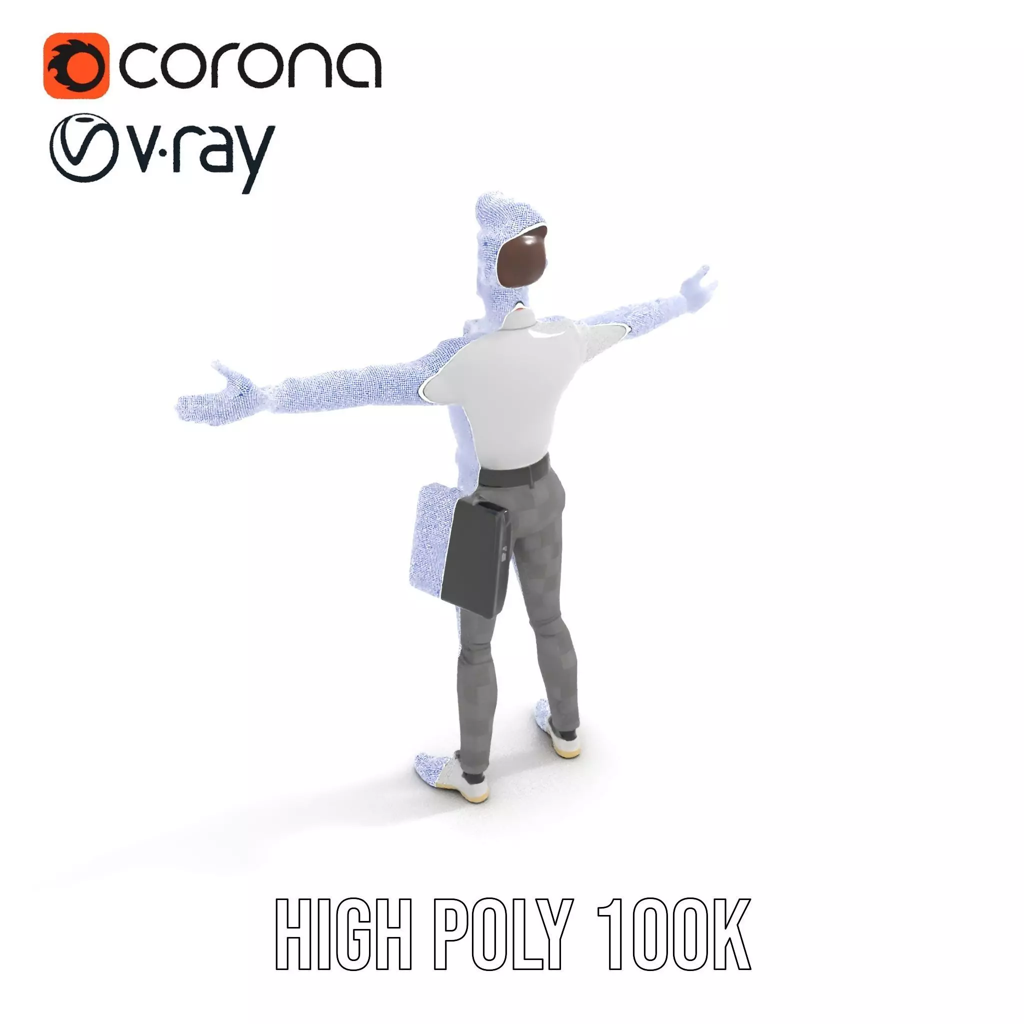 Businessman Character Model Pack  Suit and Briefcase Low-poly 3D model_26