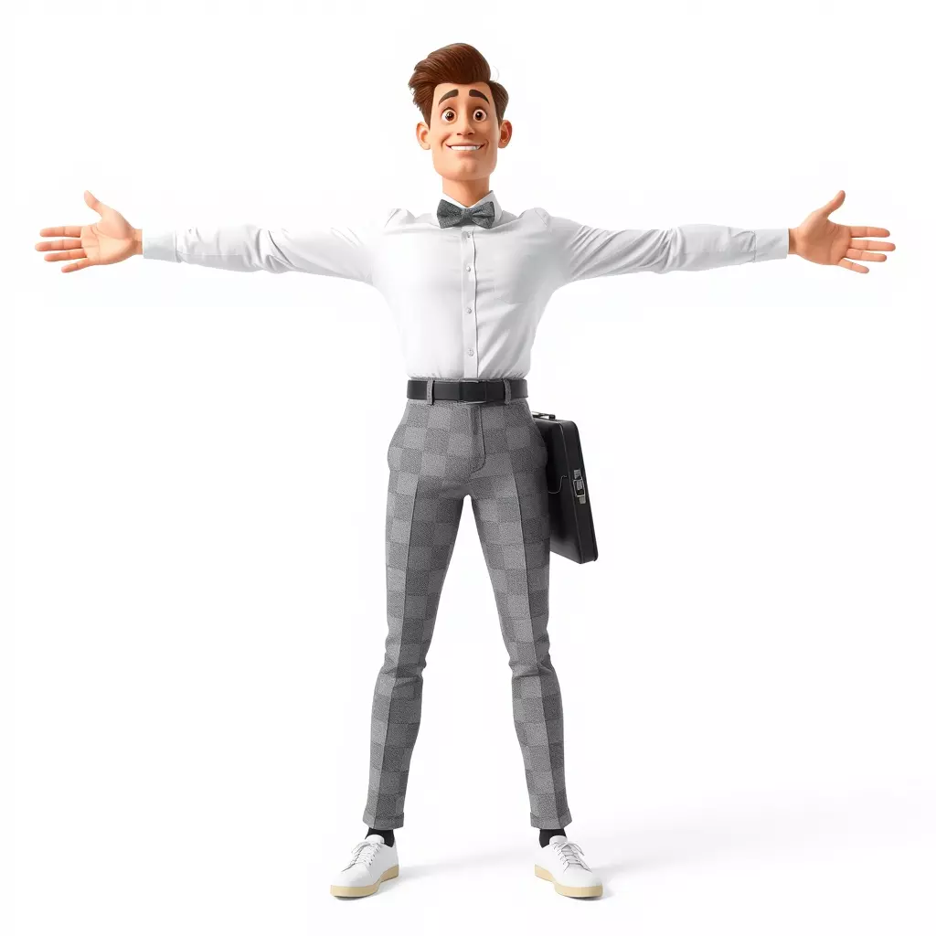 Businessman Character Model Pack  Suit and Briefcase Low-poly 3D model_3