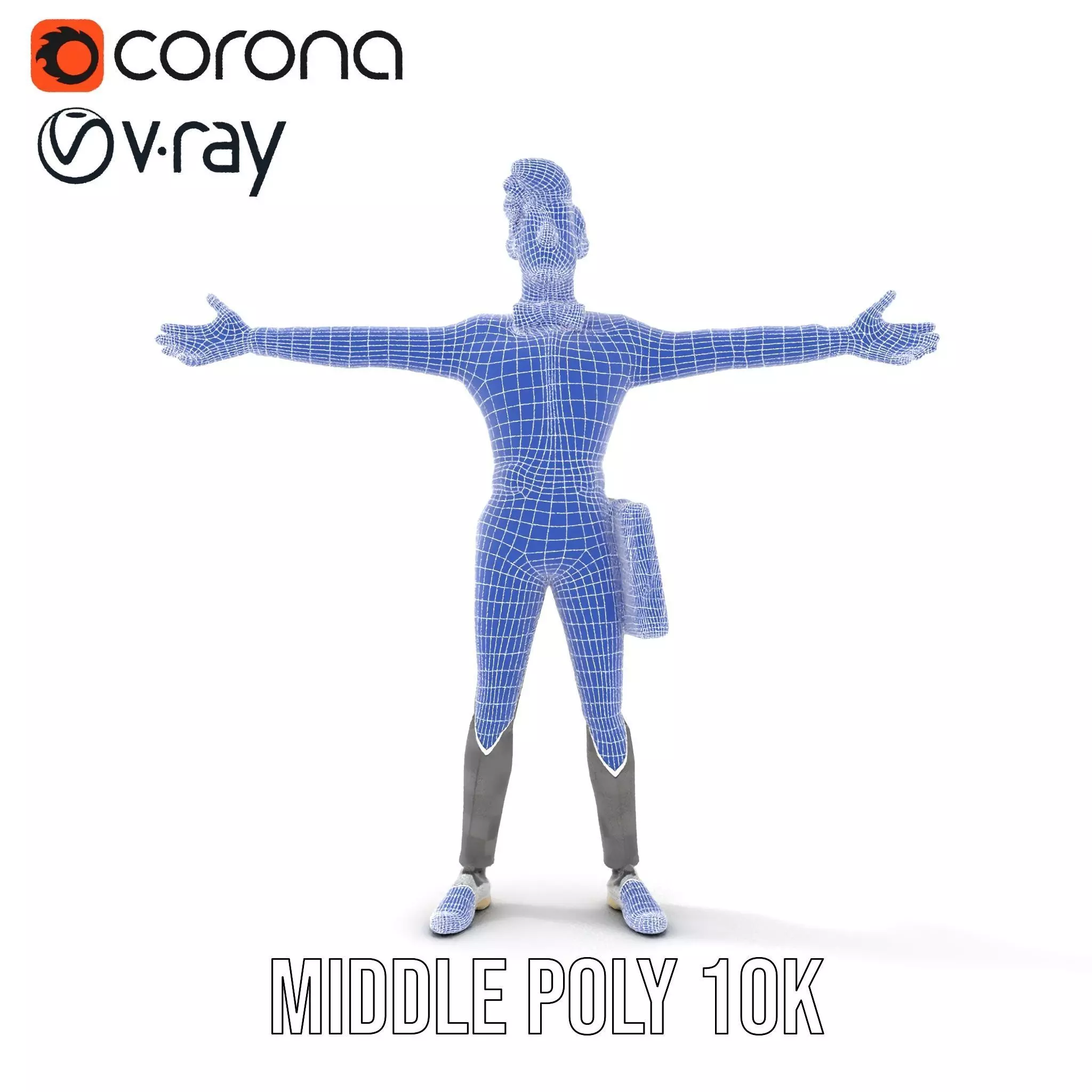 Businessman Character Model Pack  Suit and Briefcase Low-poly 3D model_14