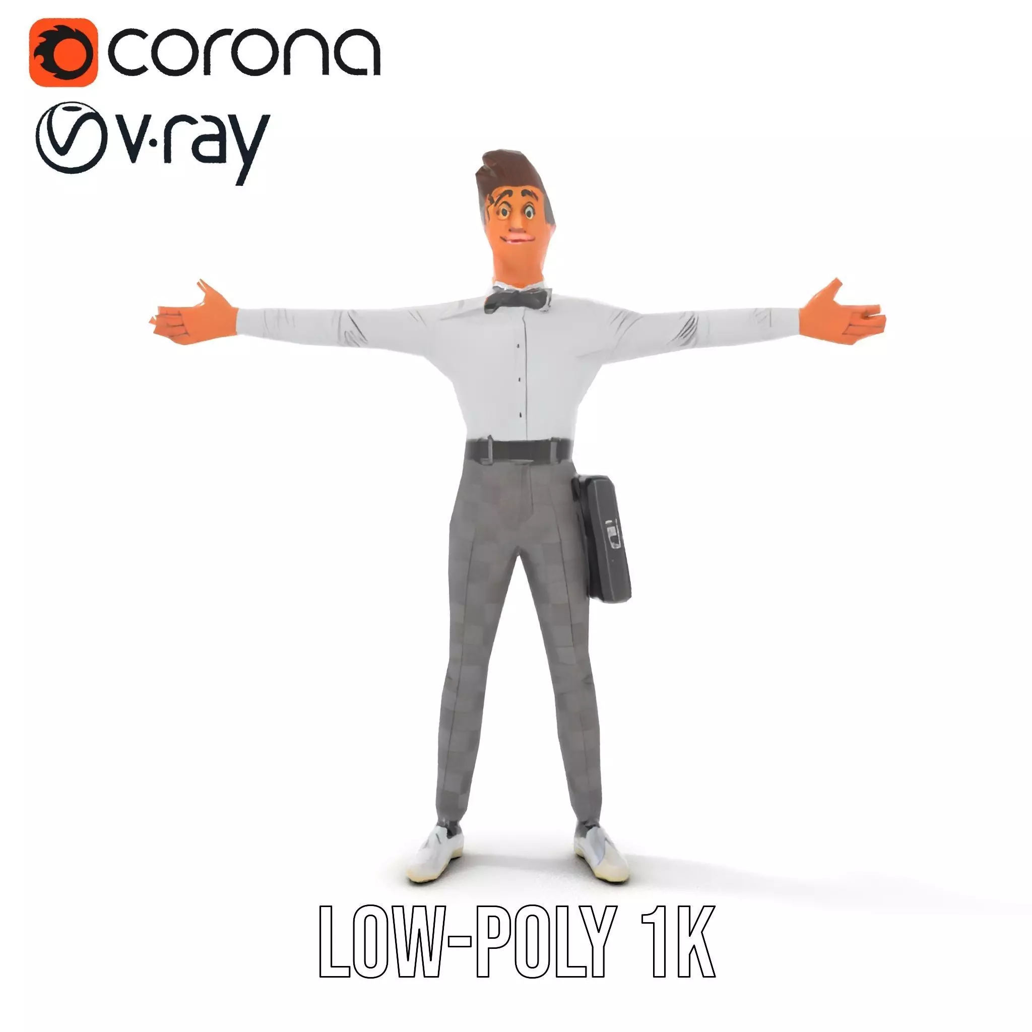 Businessman Character Model Pack  Suit and Briefcase Low-poly 3D model_25