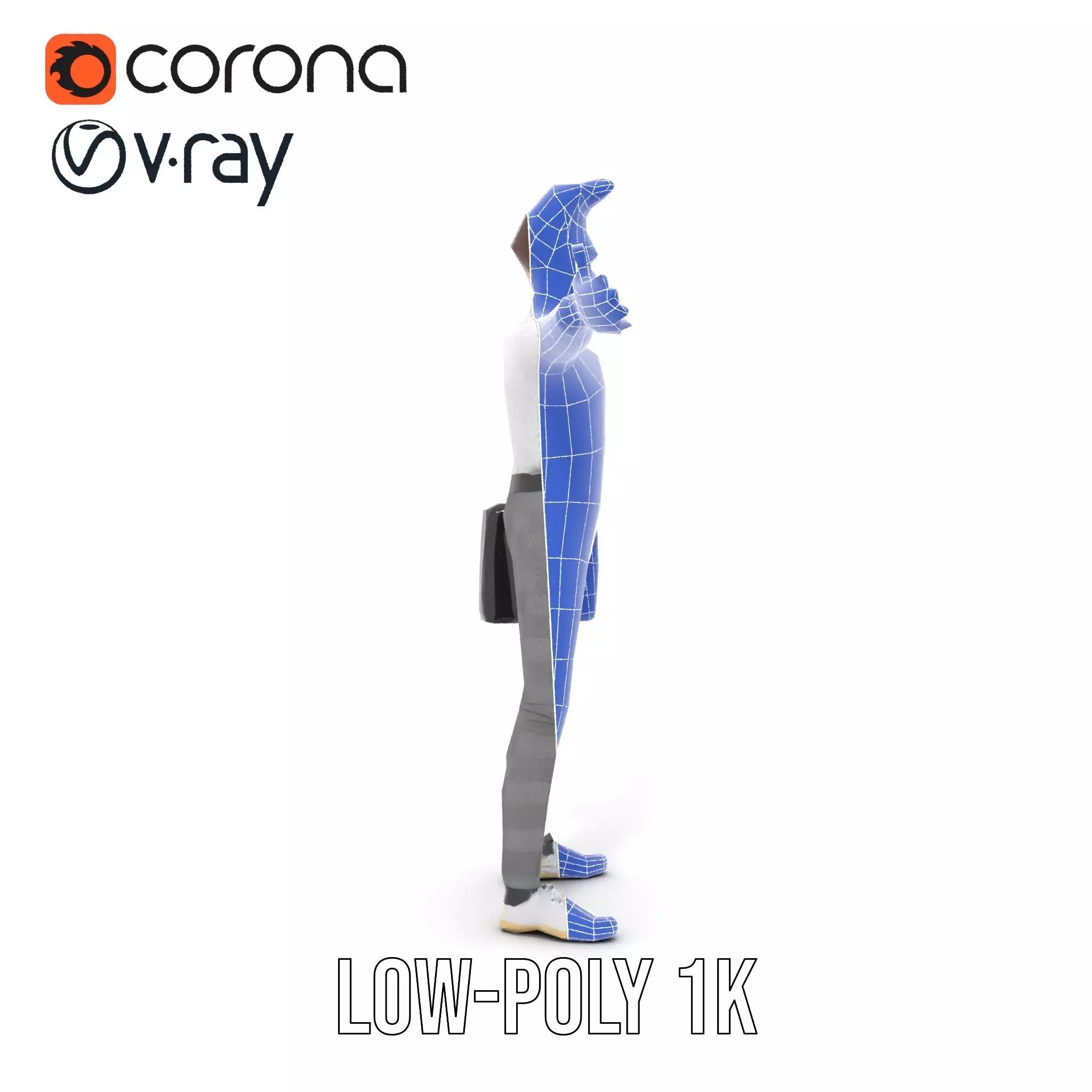 Businessman Character Model Pack  Suit and Briefcase Low-poly 3D model_23