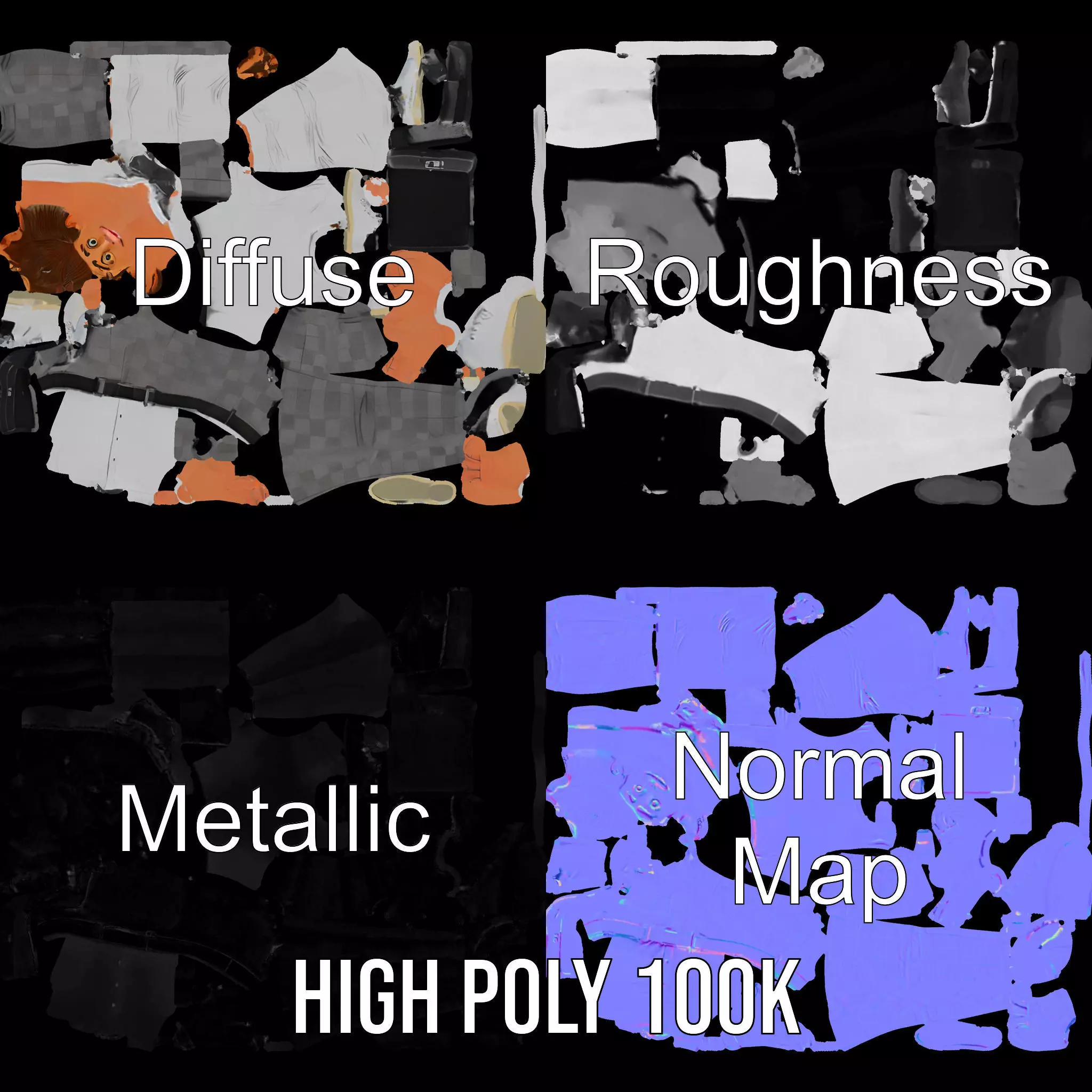 Businessman Character Model Pack  Suit and Briefcase Low-poly 3D model_4