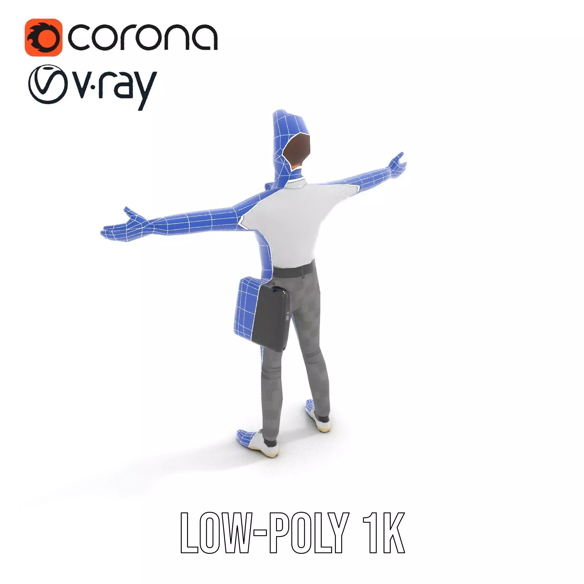 Businessman Character Model Pack  Suit and Briefcase Low-poly 3D model_31