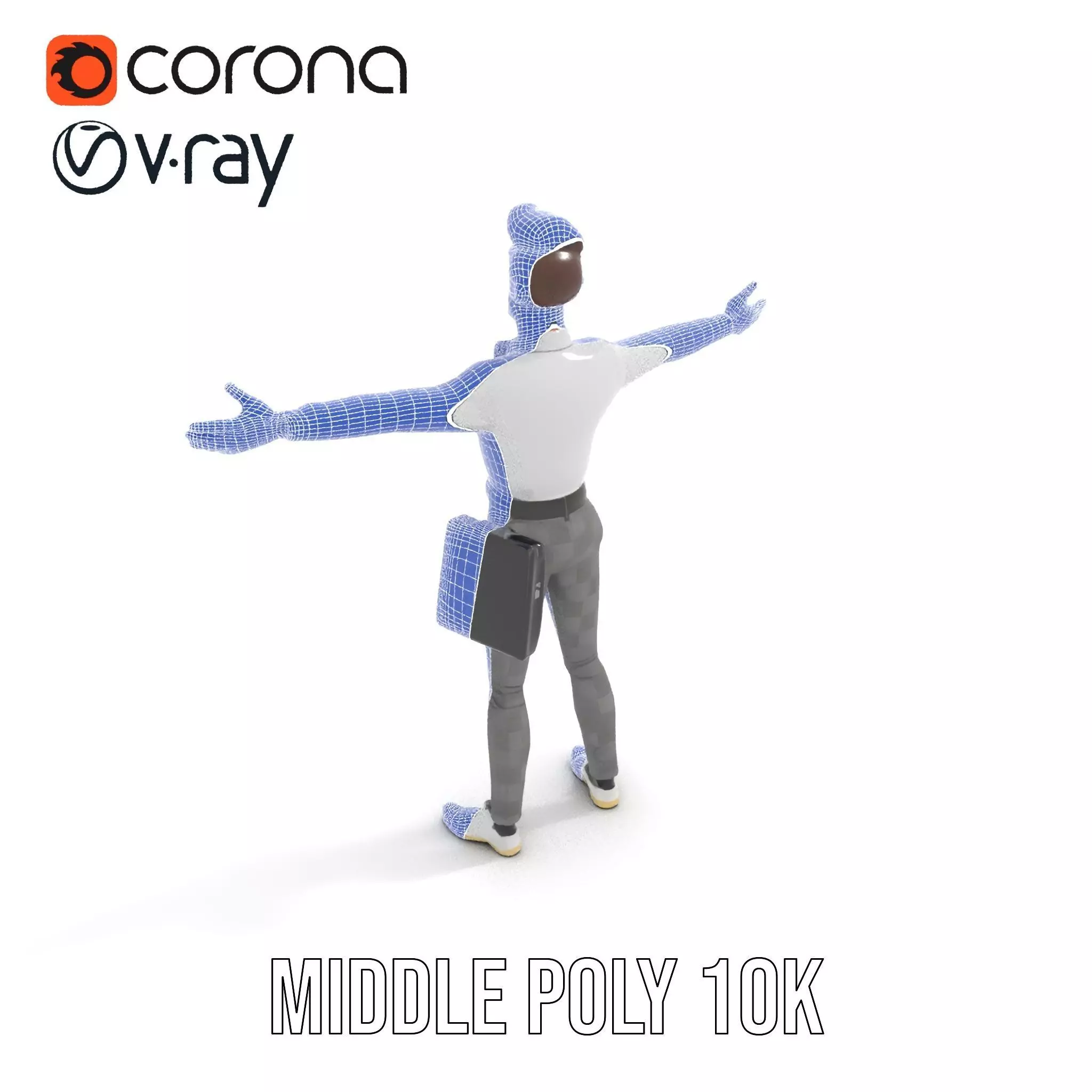 Businessman Character Model Pack  Suit and Briefcase Low-poly 3D model_19