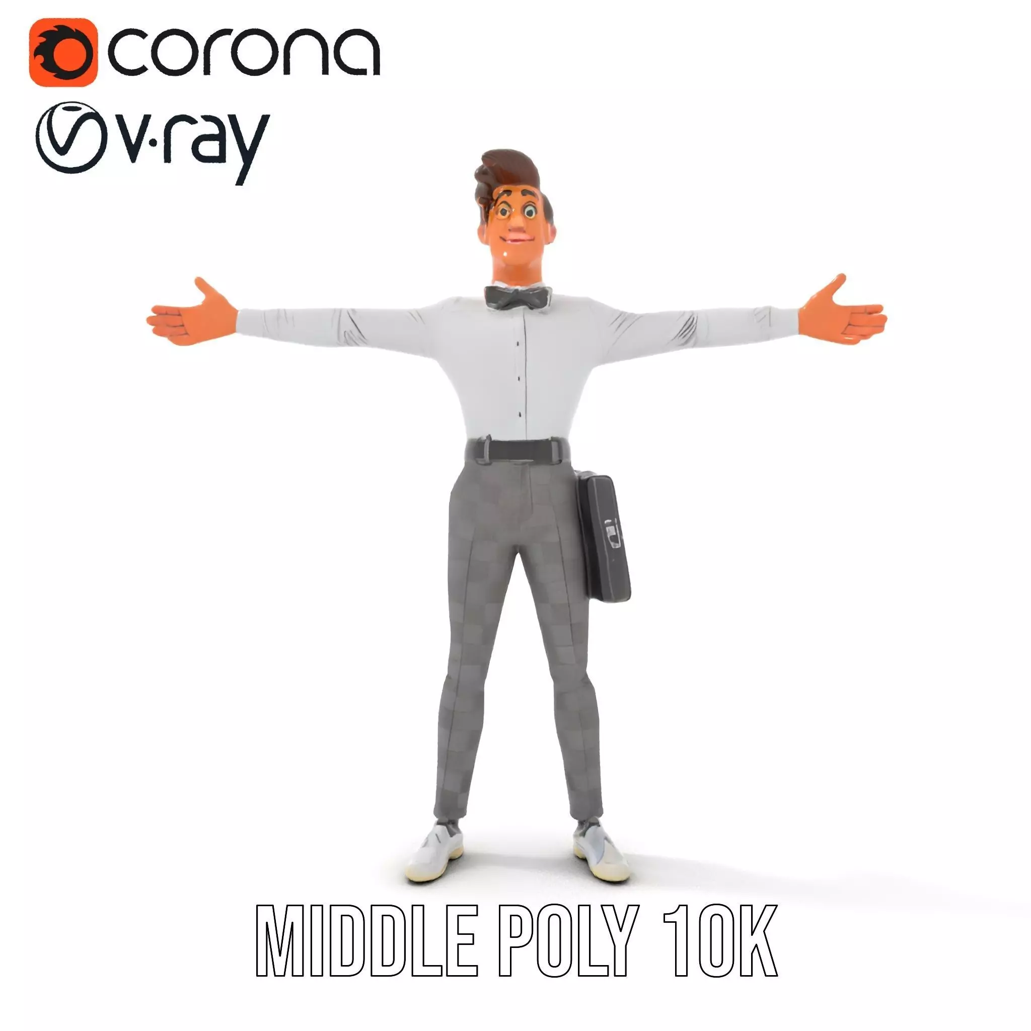 Businessman Character Model Pack  Suit and Briefcase Low-poly 3D model_22