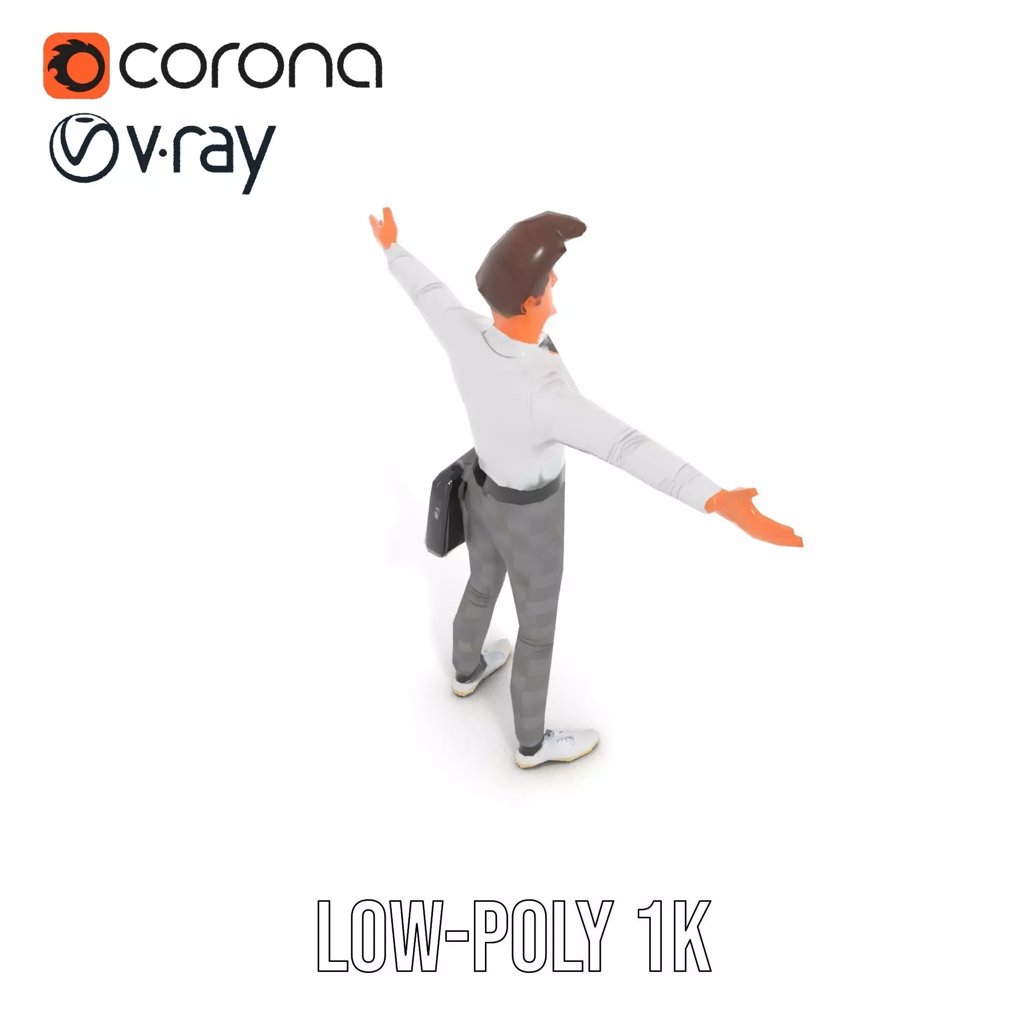 Businessman Character Model Pack  Suit and Briefcase Low-poly 3D model_9