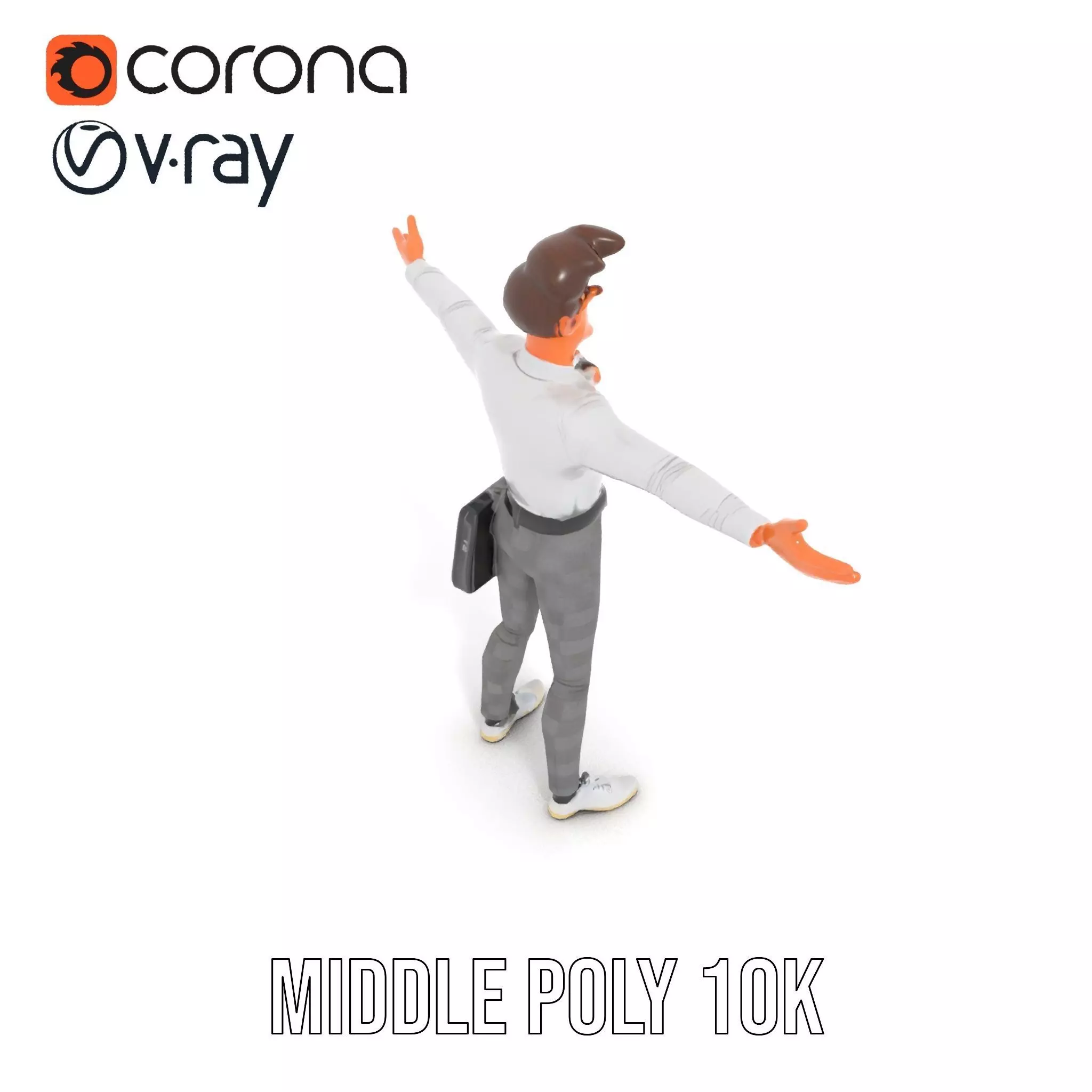 Businessman Character Model Pack  Suit and Briefcase Low-poly 3D model_6