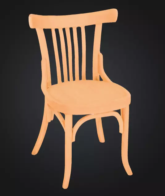 Rustic Elegance Wooden Chair Low-poly 3D model_1