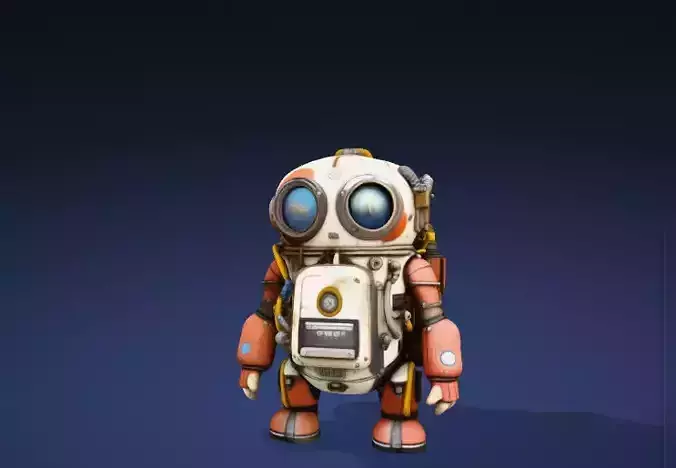 Cartoon Robot 3D Character Model GLB 3D Print