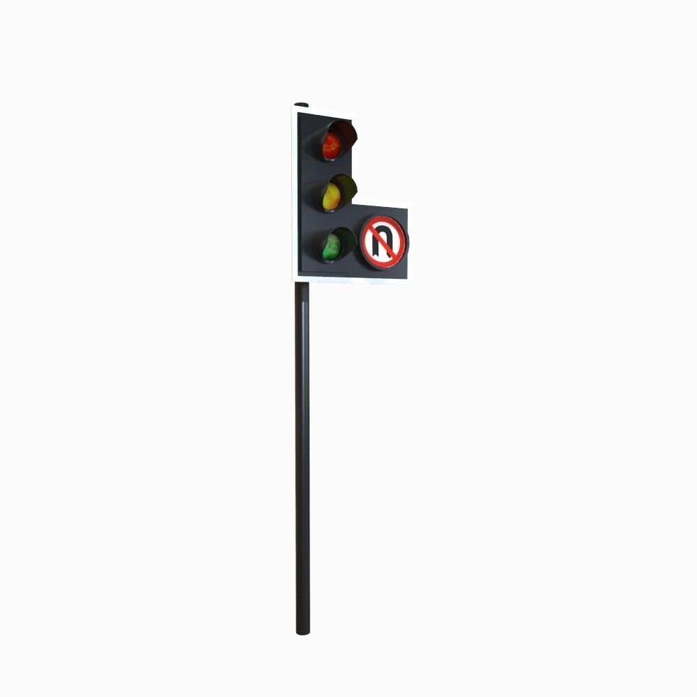 Traffic Light No U Turn Low-poly 3D model_3