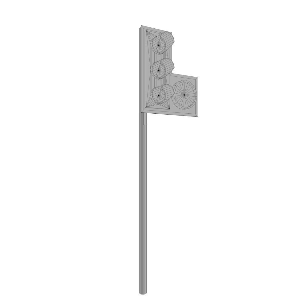 Traffic Light No U Turn Low-poly 3D model_4