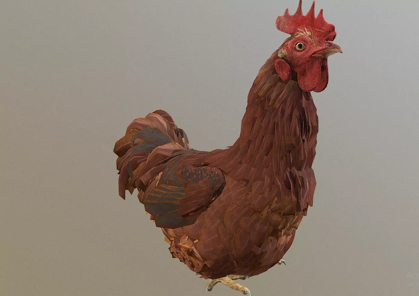 Howling Rooster CHICKEN SITTING idle 3D model_0