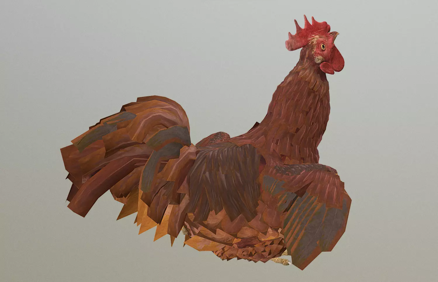 Howling Rooster CHICKEN SITTING idle 3D model_2