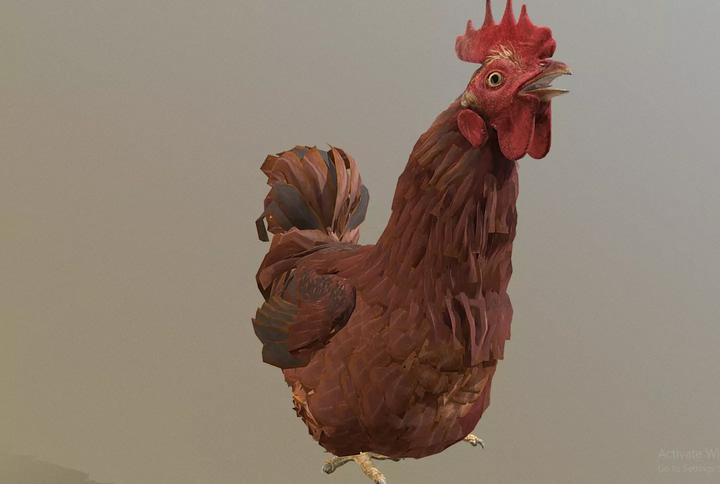 Howling Rooster CHICKEN SITTING idle 3D model_1