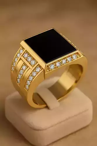 onyx stone ring square anel pedra onix anel quadrada 