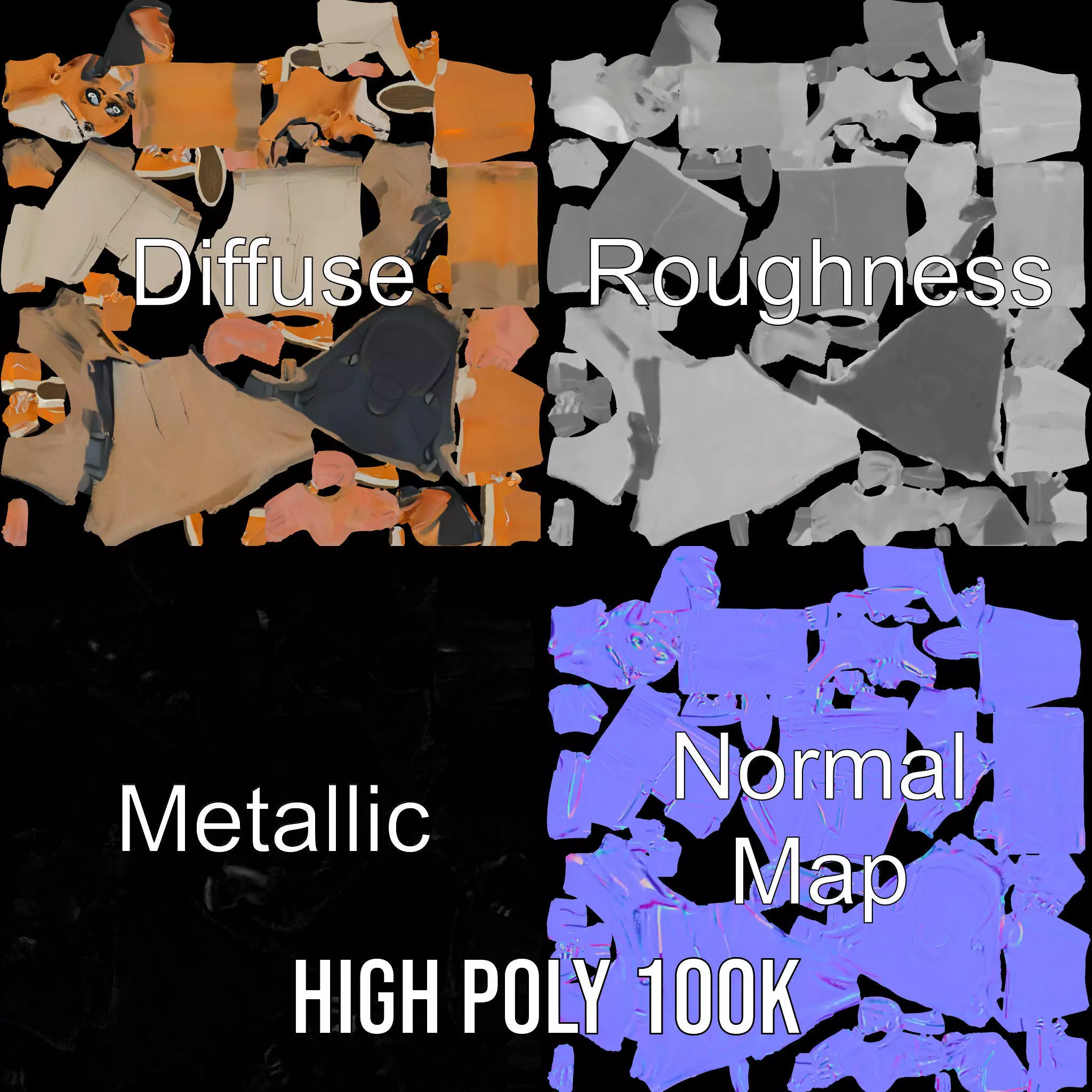 Animated Character DogHuman Hybrid Model Pack Low-poly 3D model_4