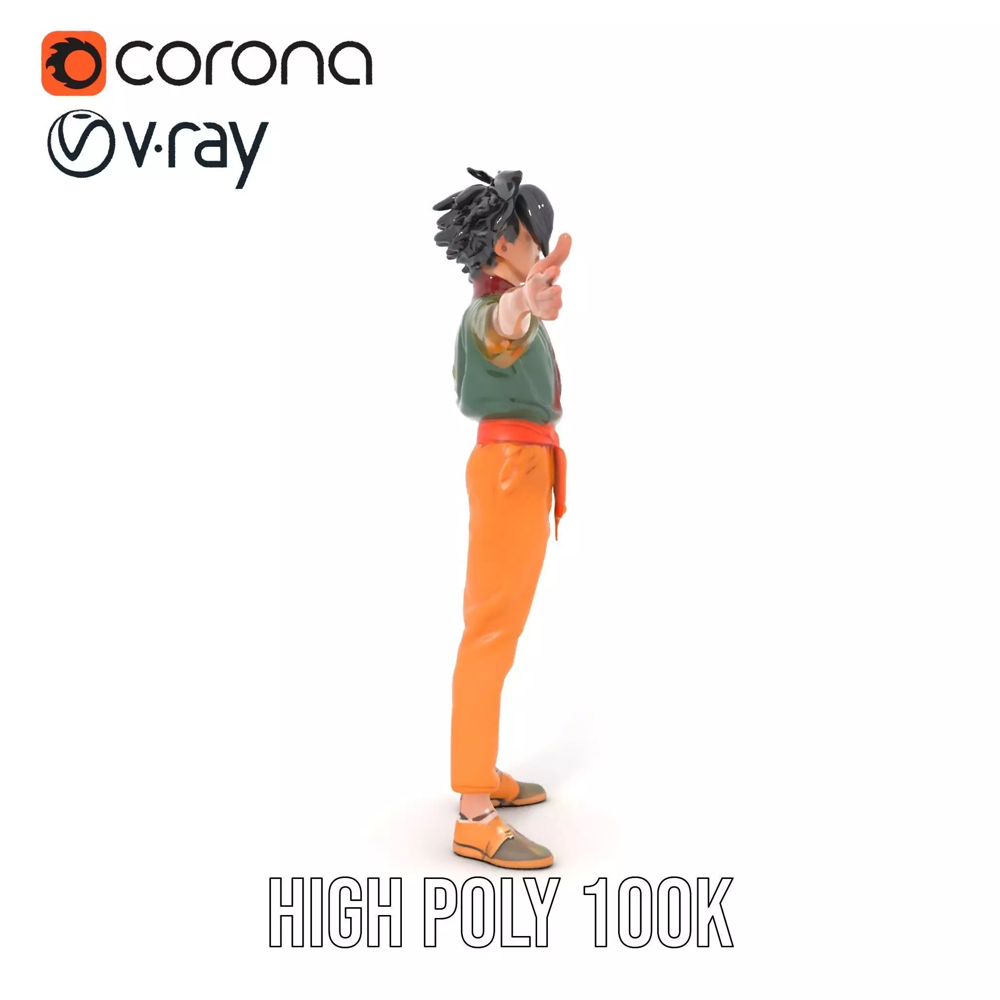 Anime Character Model Pack with Dynamic Pose Low-poly 3D model_29