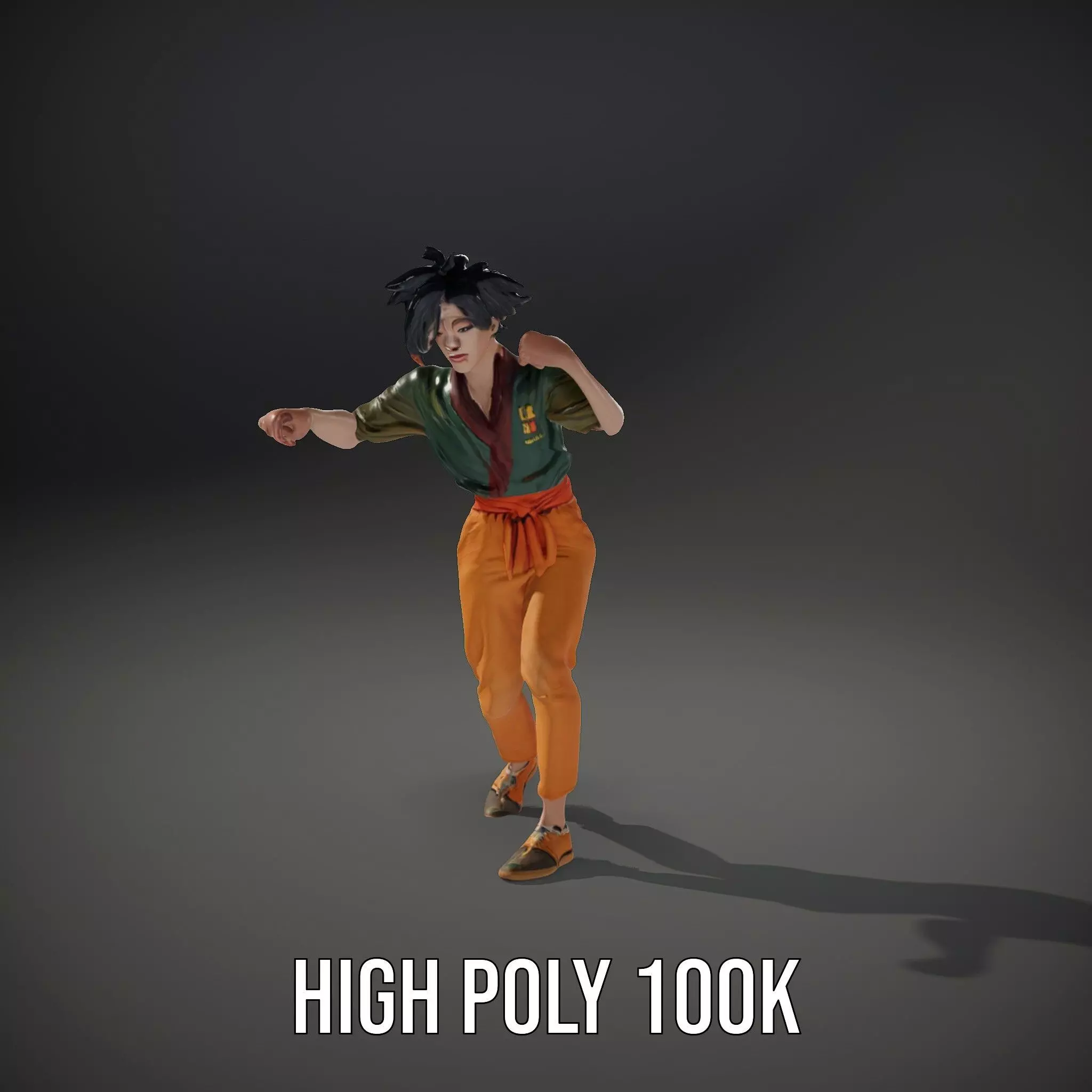Anime Character Model Pack with Dynamic Pose Low-poly 3D model_14