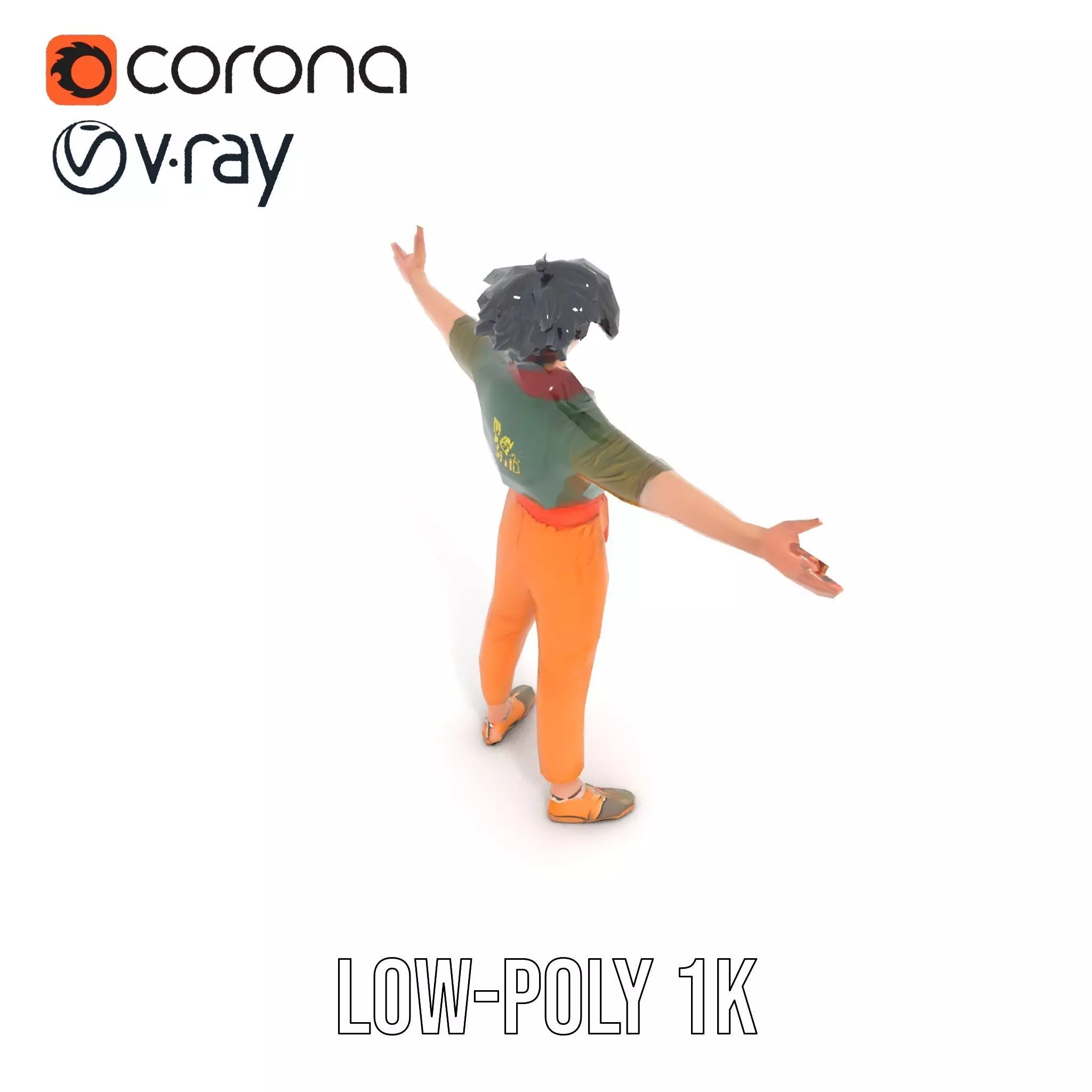 Anime Character Model Pack with Dynamic Pose Low-poly 3D model_13