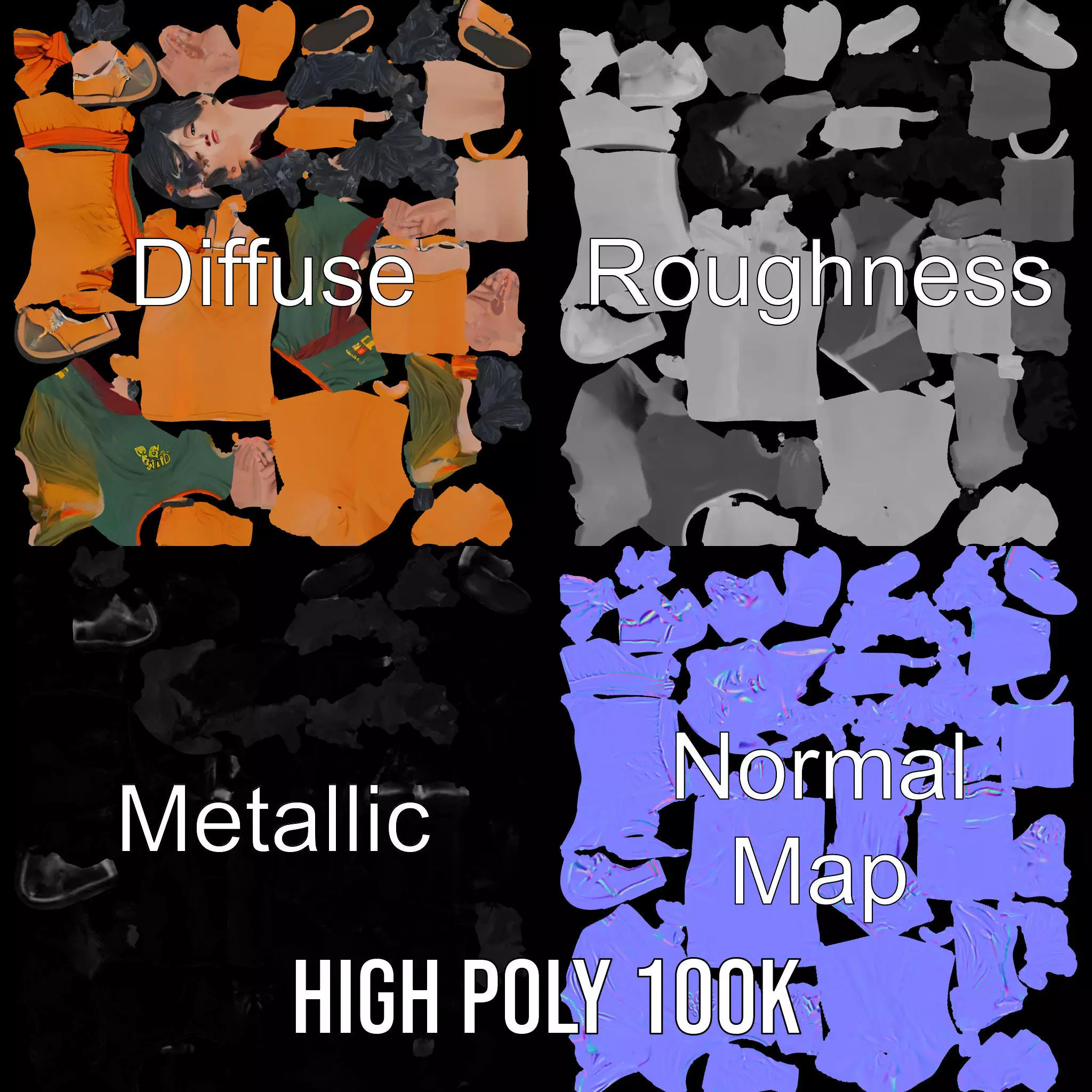 Anime Character Model Pack with Dynamic Pose Low-poly 3D model_3