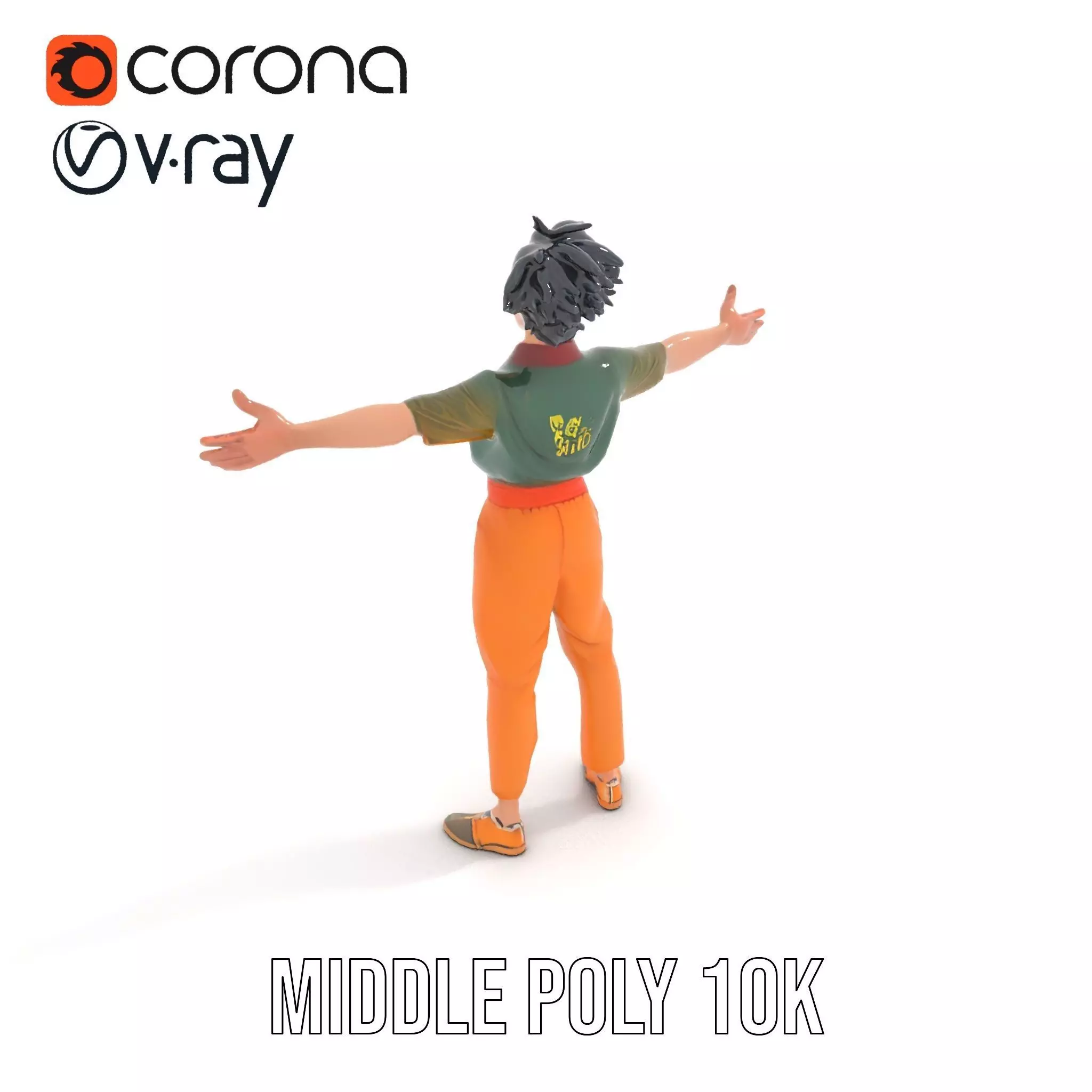 Anime Character Model Pack with Dynamic Pose Low-poly 3D model_5