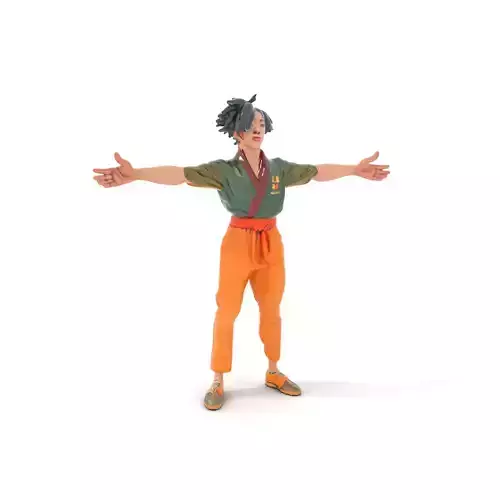 Anime Character Model Pack with Dynamic Pose Low-poly 3D model