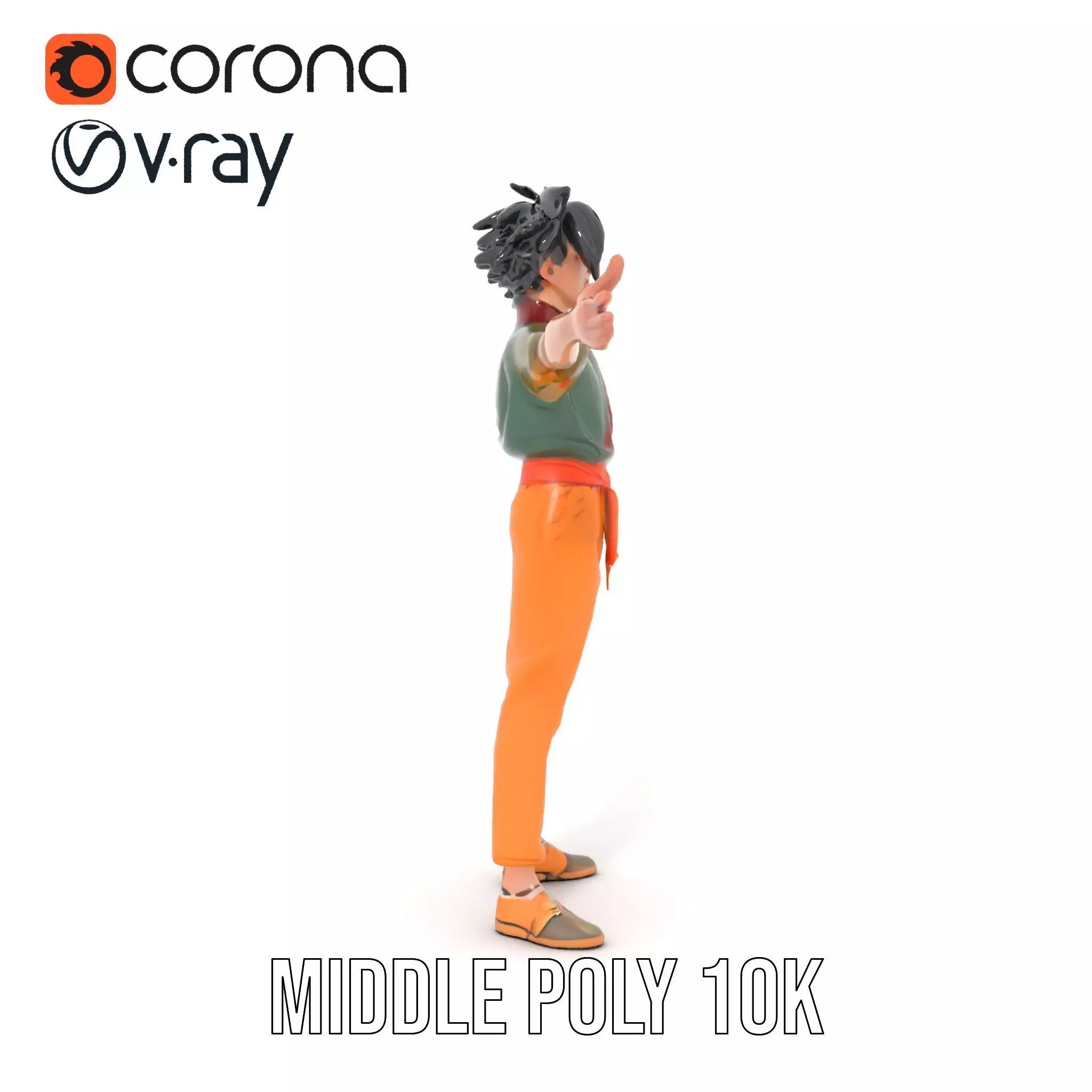 Anime Character Model Pack with Dynamic Pose Low-poly 3D model_15