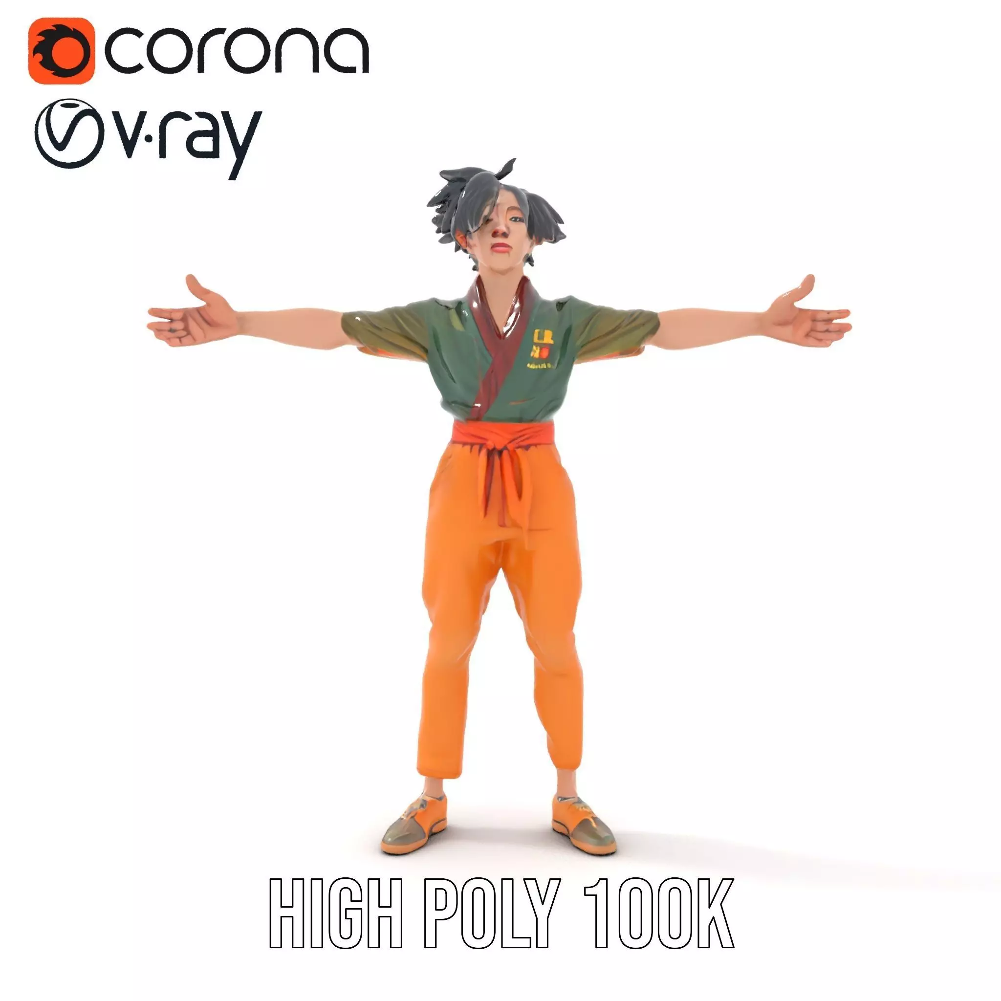 Anime Character Model Pack with Dynamic Pose Low-poly 3D model_20