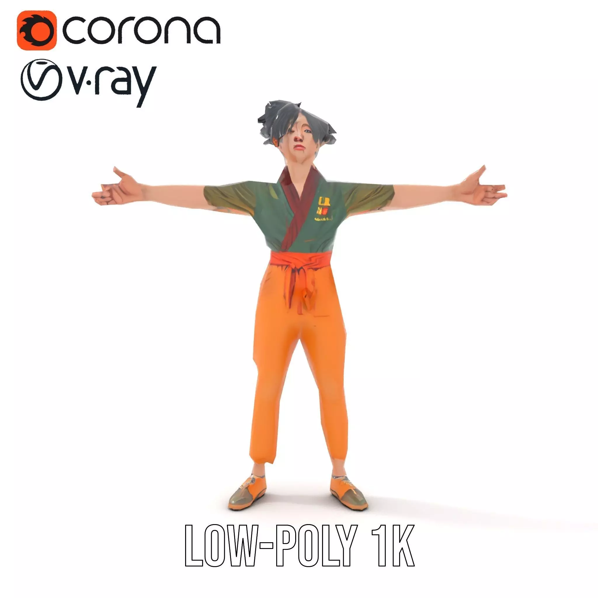 Anime Character Model Pack with Dynamic Pose Low-poly 3D model_8