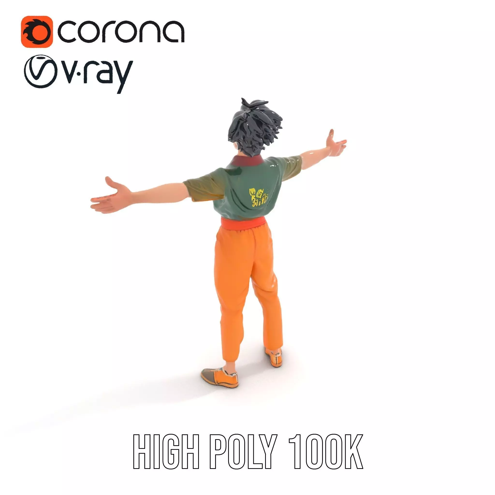 Anime Character Model Pack with Dynamic Pose Low-poly 3D model_17