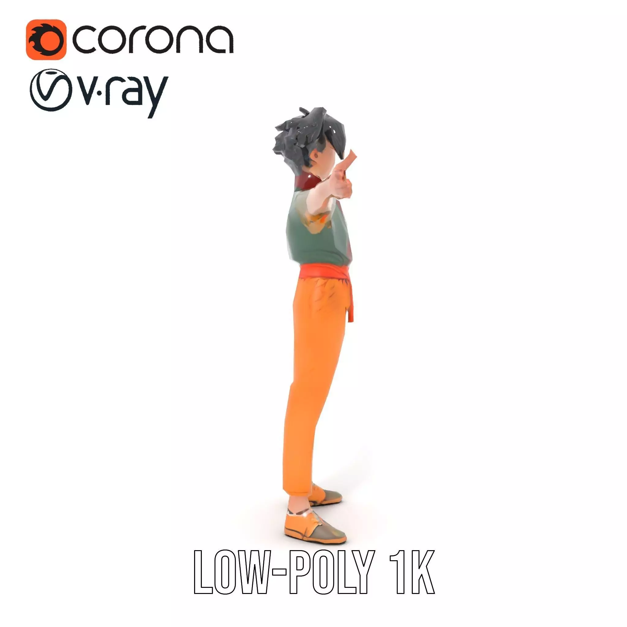 Anime Character Model Pack with Dynamic Pose Low-poly 3D model_25