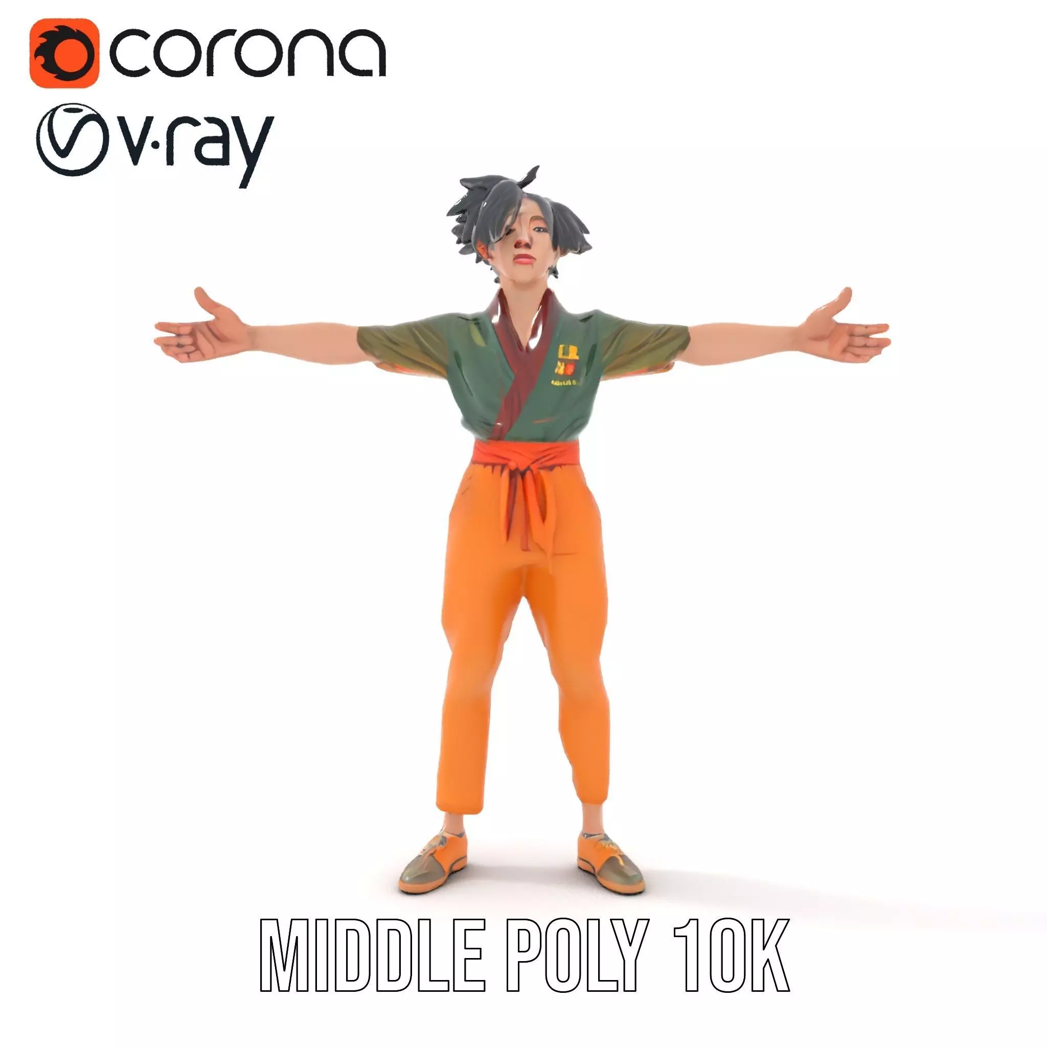 Anime Character Model Pack with Dynamic Pose Low-poly 3D model_10