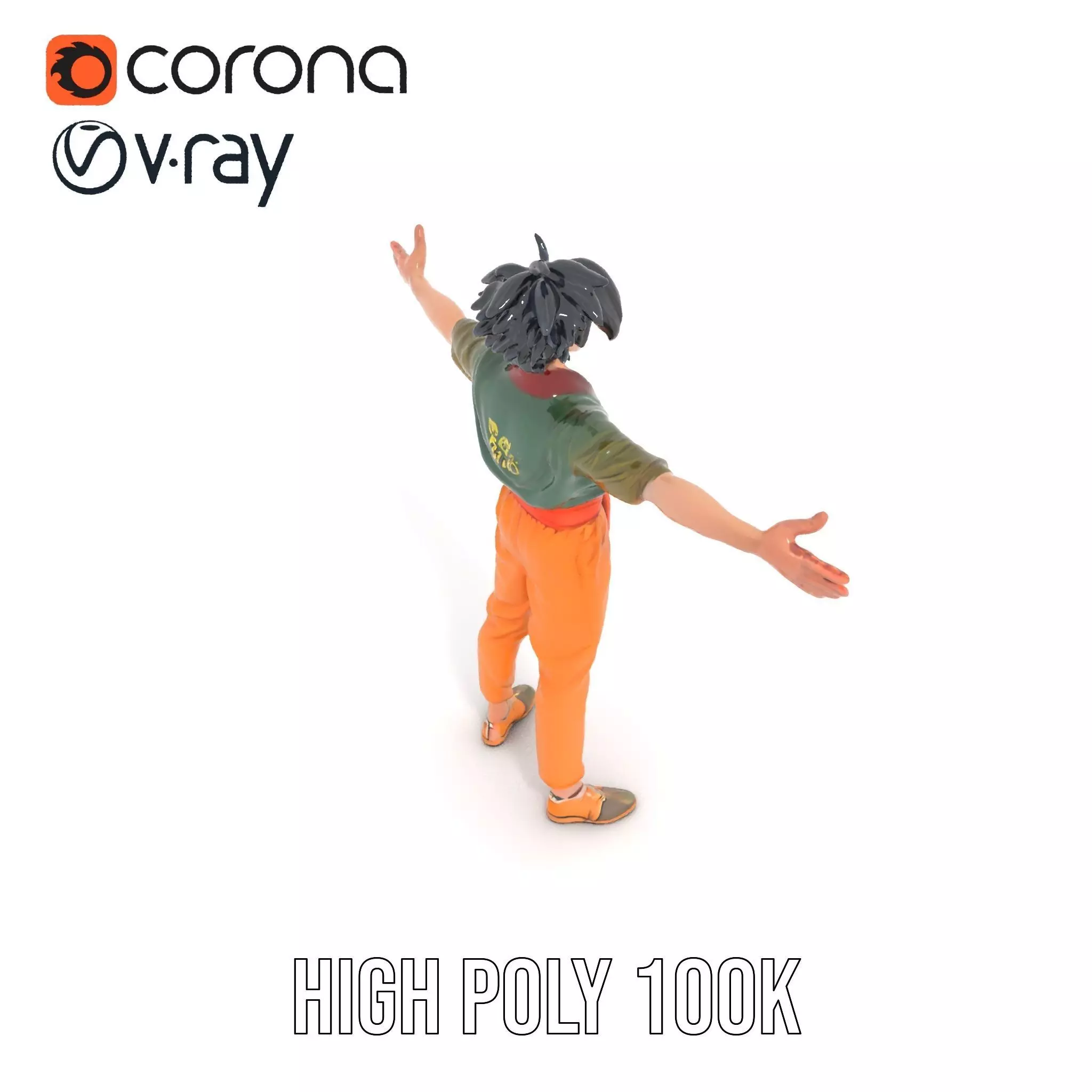 Anime Character Model Pack with Dynamic Pose Low-poly 3D model_23