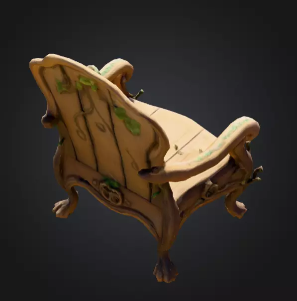Enchanted Ivy Carved Chair Low-poly 3D model_6