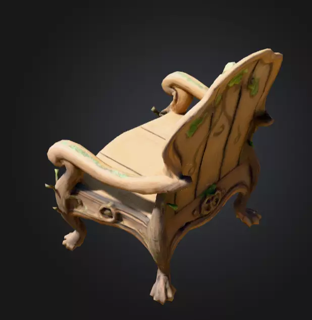Enchanted Ivy Carved Chair Low-poly 3D model_4
