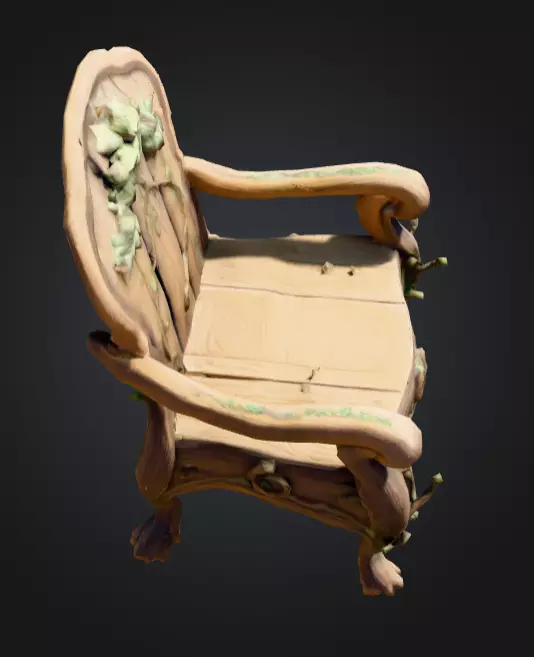 Enchanted Ivy Carved Chair Low-poly 3D model_7