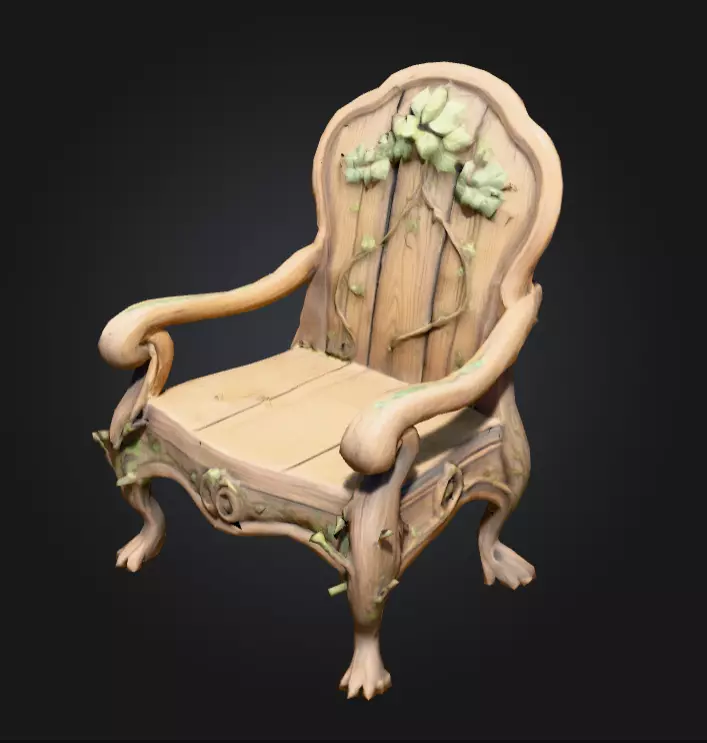 Enchanted Ivy Carved Chair Low-poly 3D model_2