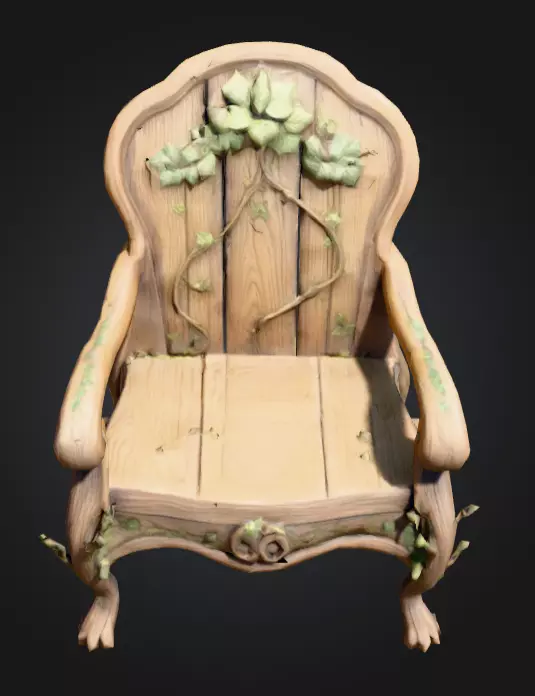 Enchanted Ivy Carved Chair Low-poly 3D model_1