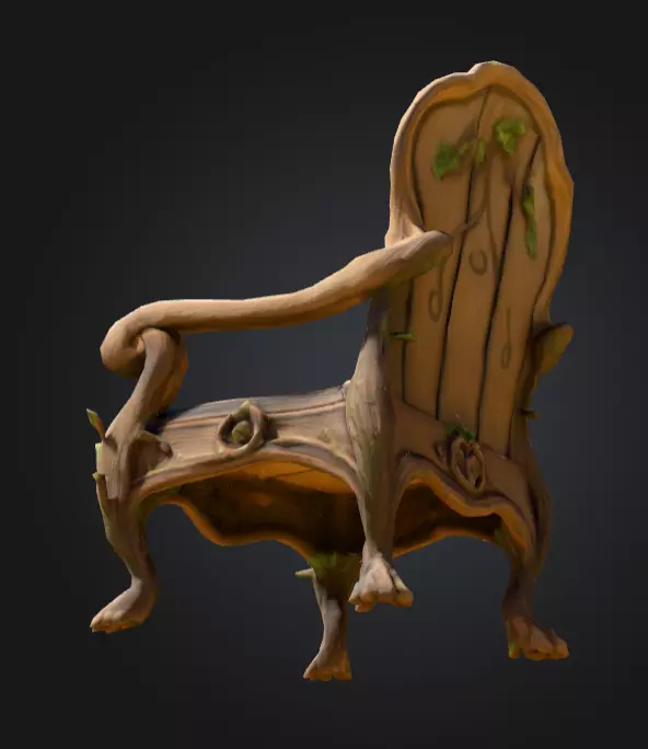 Enchanted Ivy Carved Chair Low-poly 3D model_11