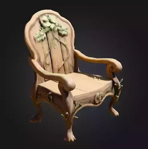 Enchanted Ivy Carved Chair Low-poly 3D model