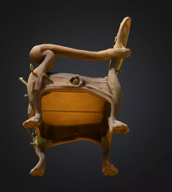 Enchanted Ivy Carved Chair Low-poly 3D model_10